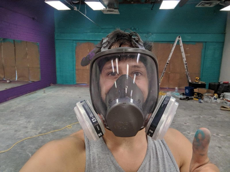 Nick painting the studio mural himself